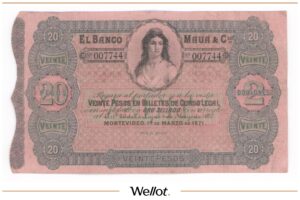 20 Песо 1871 Уругвай Банк Мауа